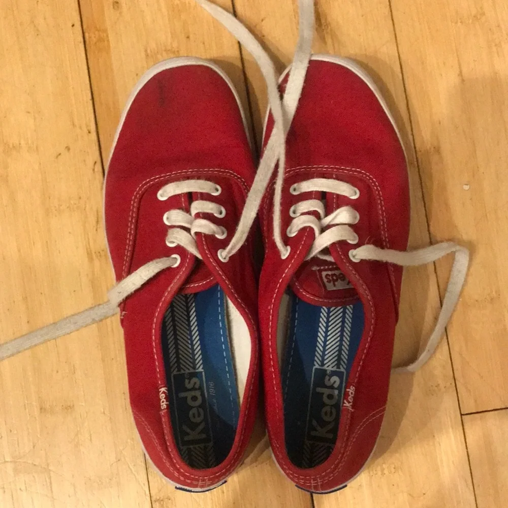 Keds Red Canvas Lace-Up Sneakers